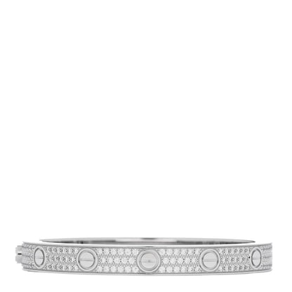 Cartier 18K White Gold Diamond LOVE Paved Bracelet 16 1 of 8
