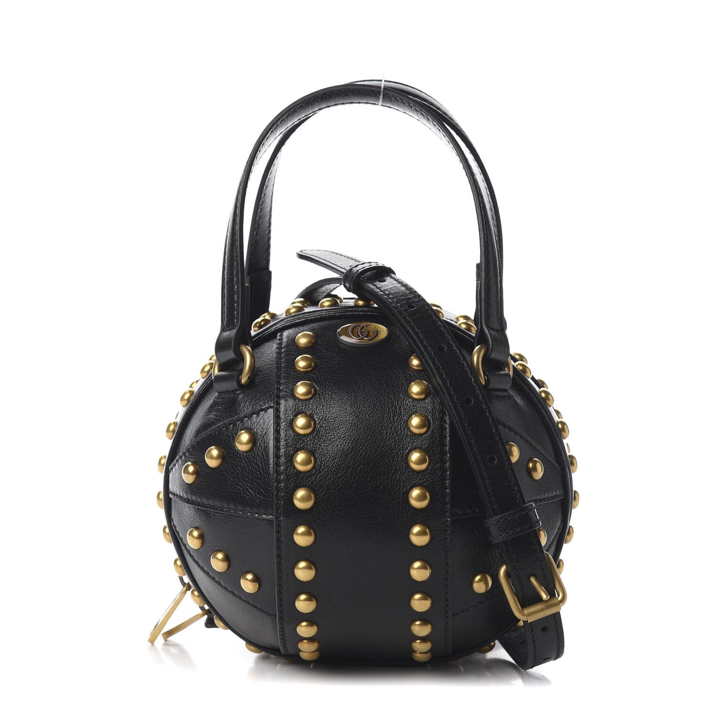 Calfskin Studded Mini Tifosa Baseball Shaped Shoulder Bag Black