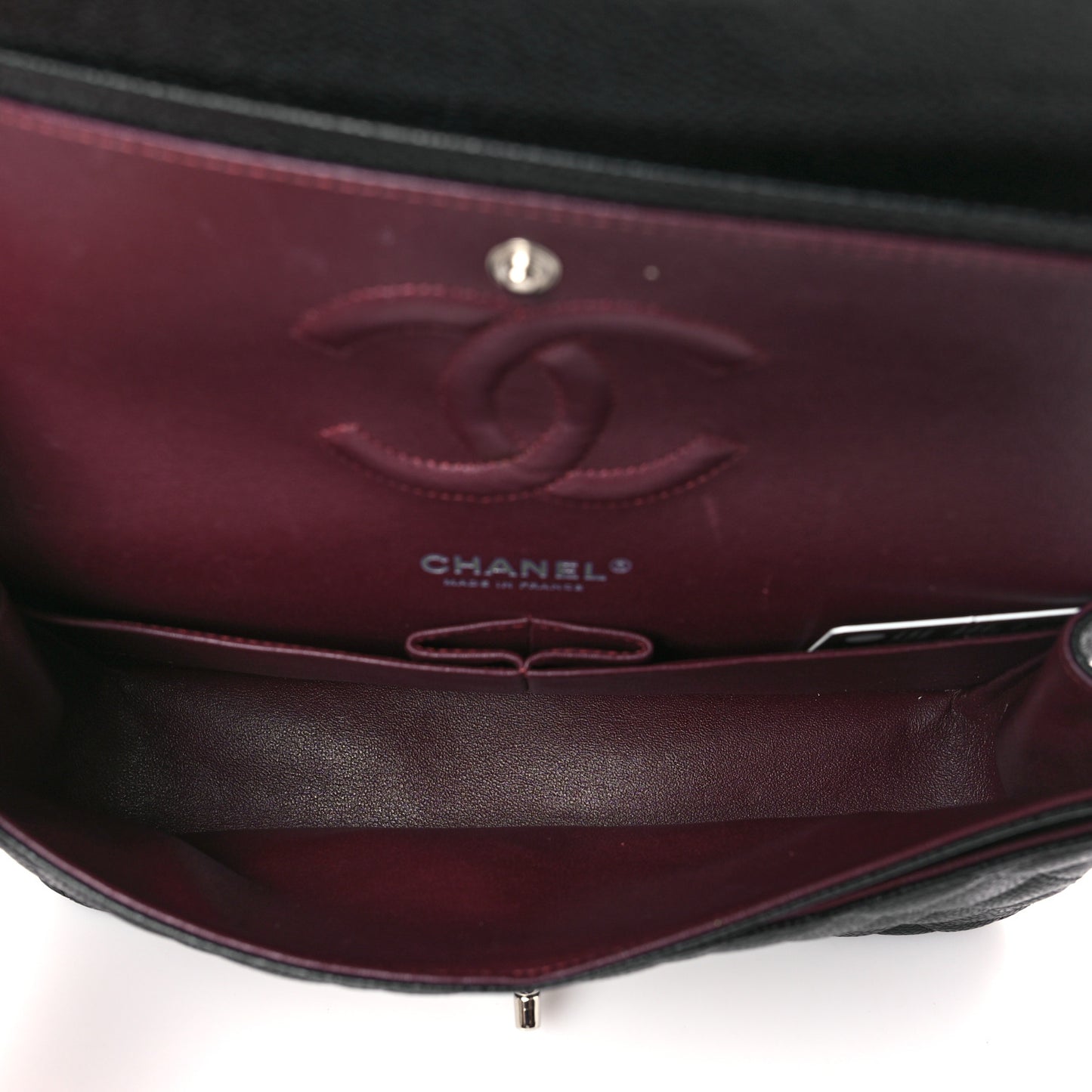 Caviar Quilted Medium Double Flap Black