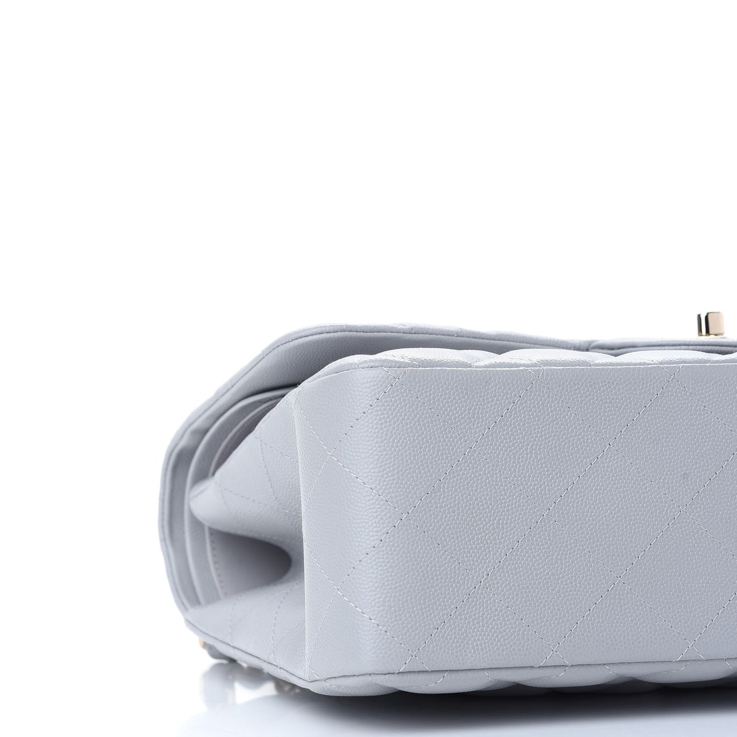 Caviar Quilted Jumbo Double Flap Grey