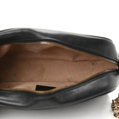 Gucci Calfskin Matelasse Small GG Marmont Chain Shoulder Bag Black 5 of 13