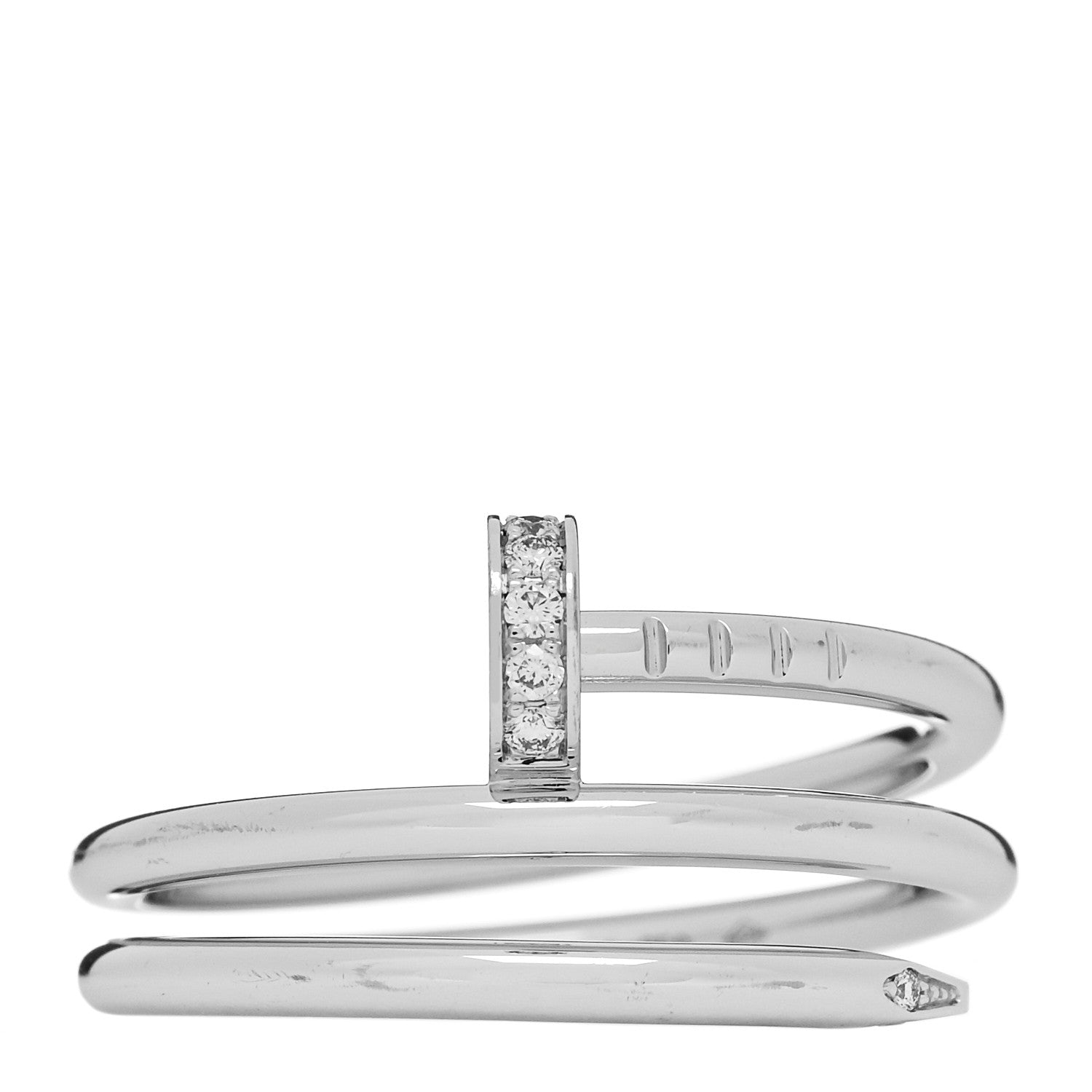 Cartier 18K White Gold Diamond Double Juste Un Clou Ring 53 6.25 1 of 6