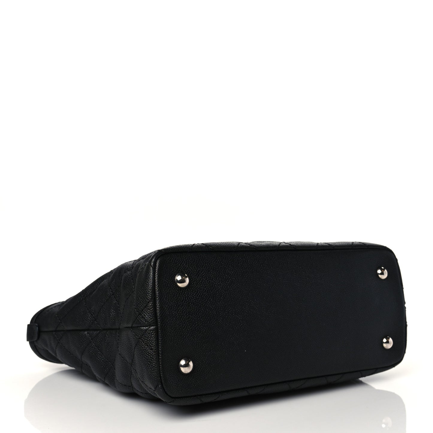 Grained Calfskin Quilted Small Daily Shopping Tote Black