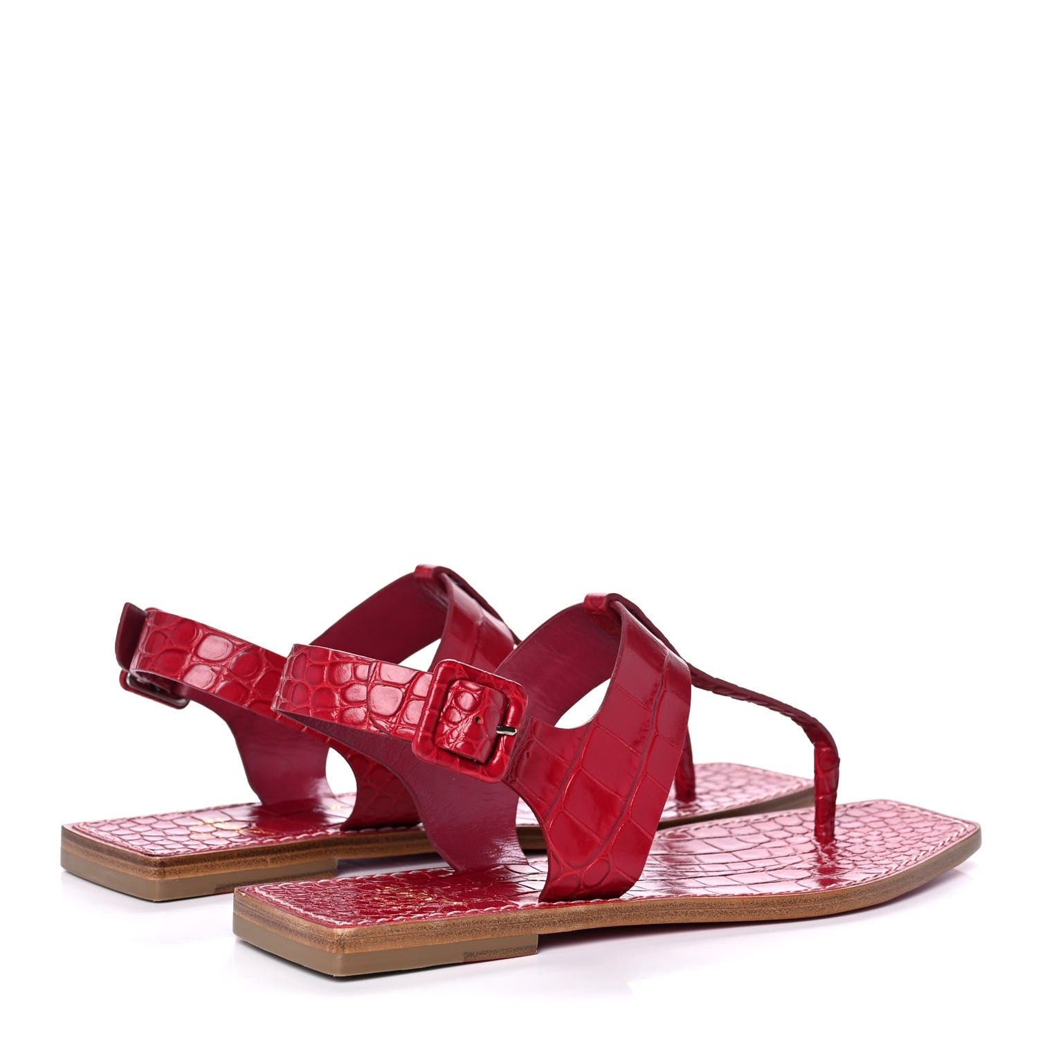 Christian Louboutin Calfskin Alligator Embossed Cubongo Flat Sandals 39.5 Persan 4 of 9