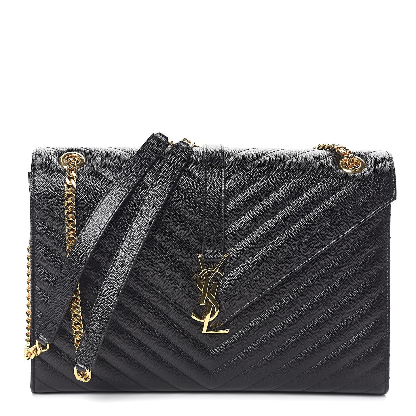 Grain De Poudre Matelasse Chevron Large Monogram Satchel Black