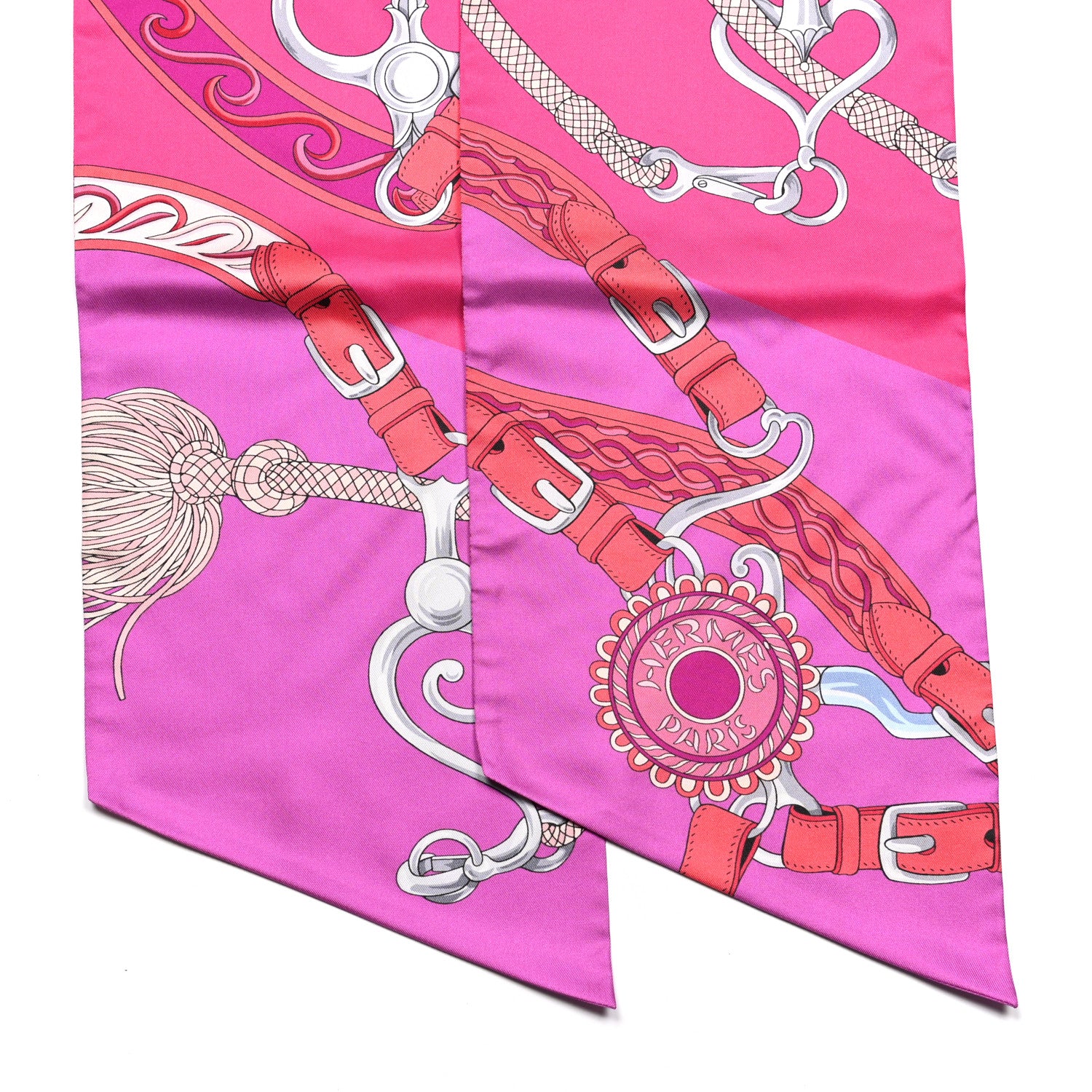 Hermes Silk Festival des Amazones Maxi Twilly Fuchsia Rose Indien Corail 2 of 4