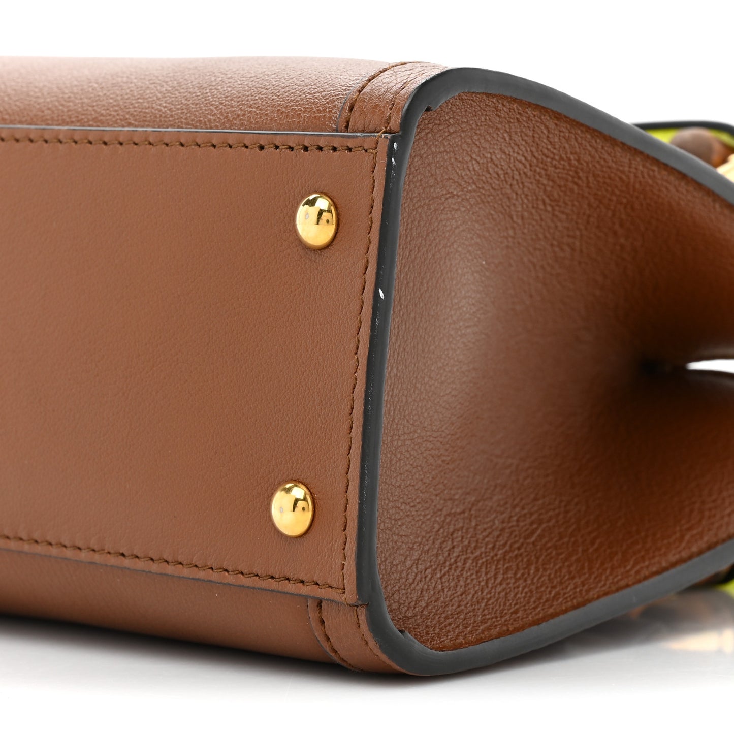 Wonka Grain Calfskin Mini Diana Tote Bag Cuir Yellow Fluo