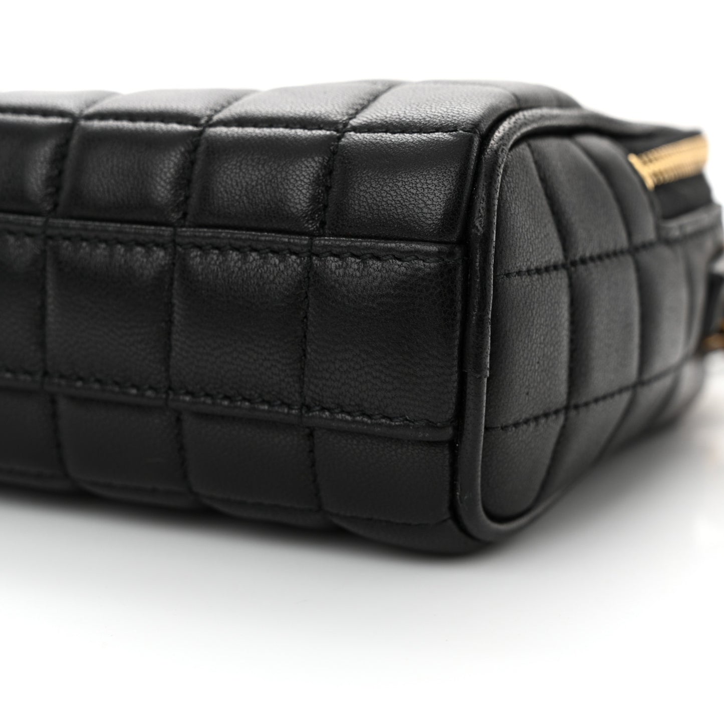 Lambskin Carre Quilted Cassandre Mini Camera Bag Black