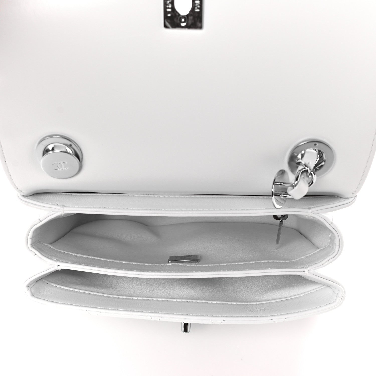 Chanel Lambskin Crystal Quilted Mini Trendy CC Dual Handle Flap Bag White 5 of 12