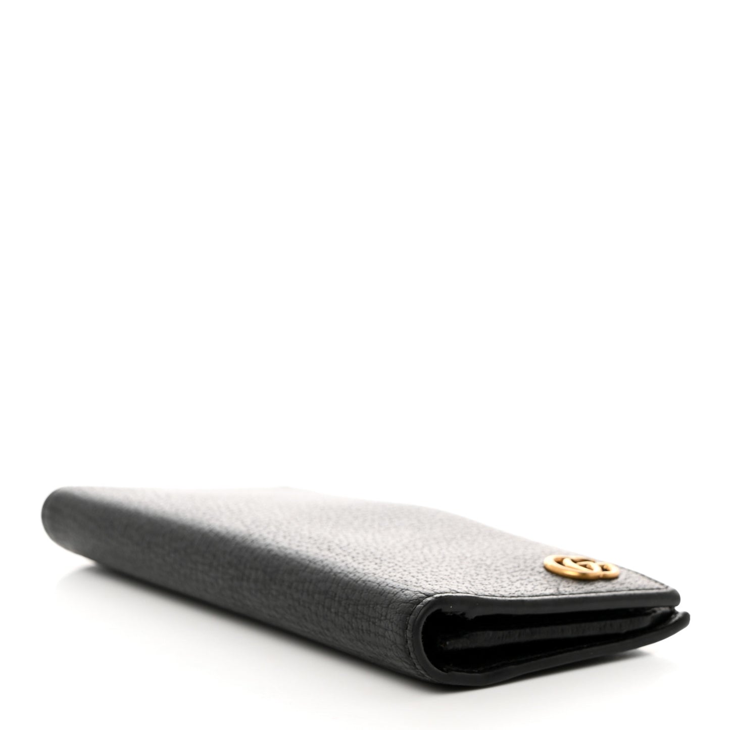Calfskin Boar Effect GG Marmont Long Wallet Black