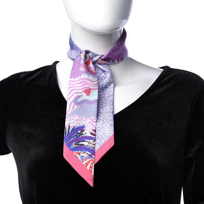 Hermes Silk Under The Waves Twilly Framboise Parme Rouge 2 of 5