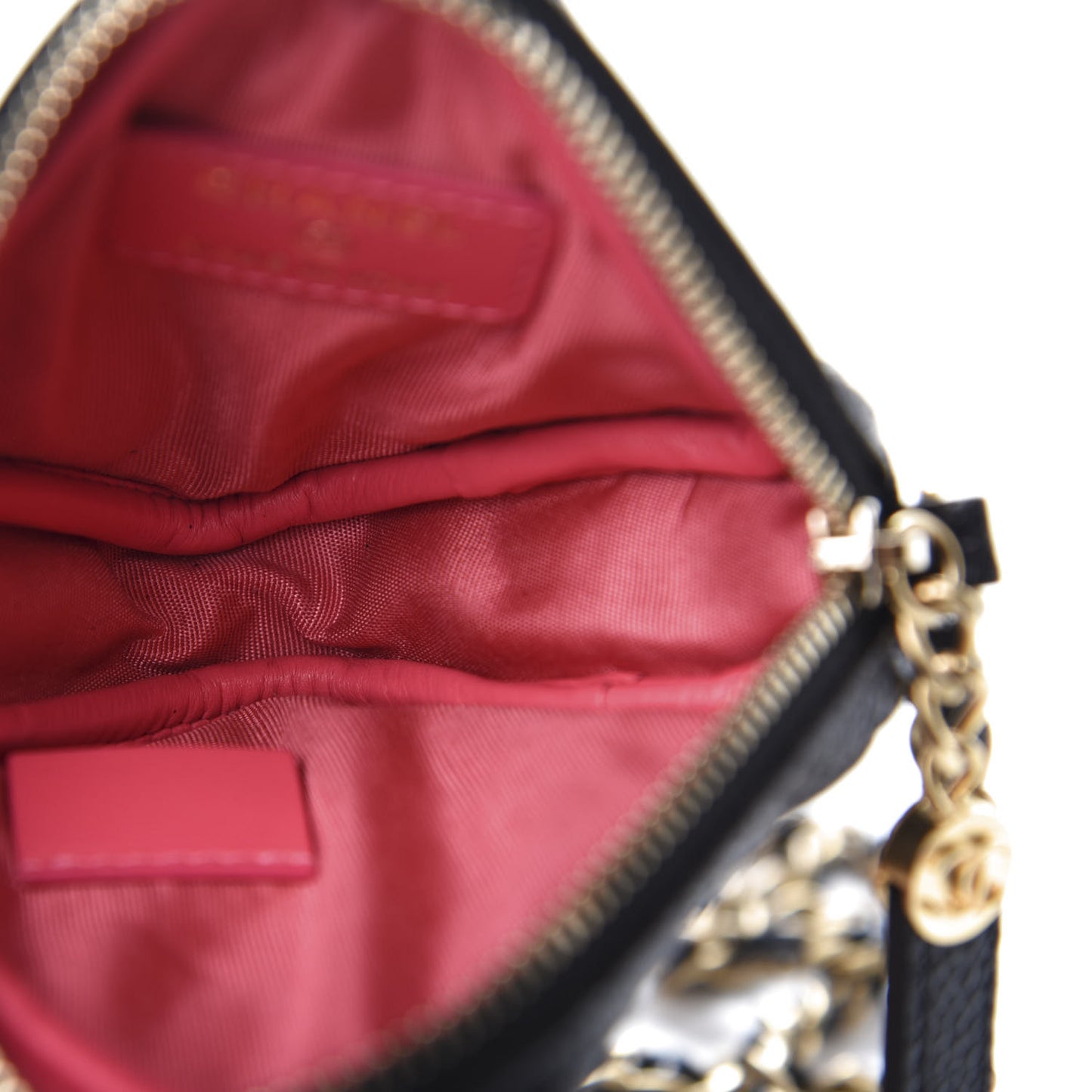 Caviar Quilted Diamond Coin Purse With Chain Black