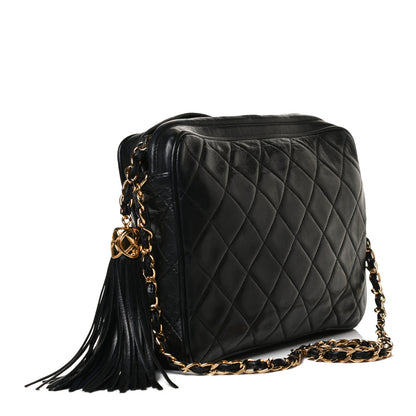 Chanel Lambskin Quilted CC Tassel Camera Case Black 3 of 9