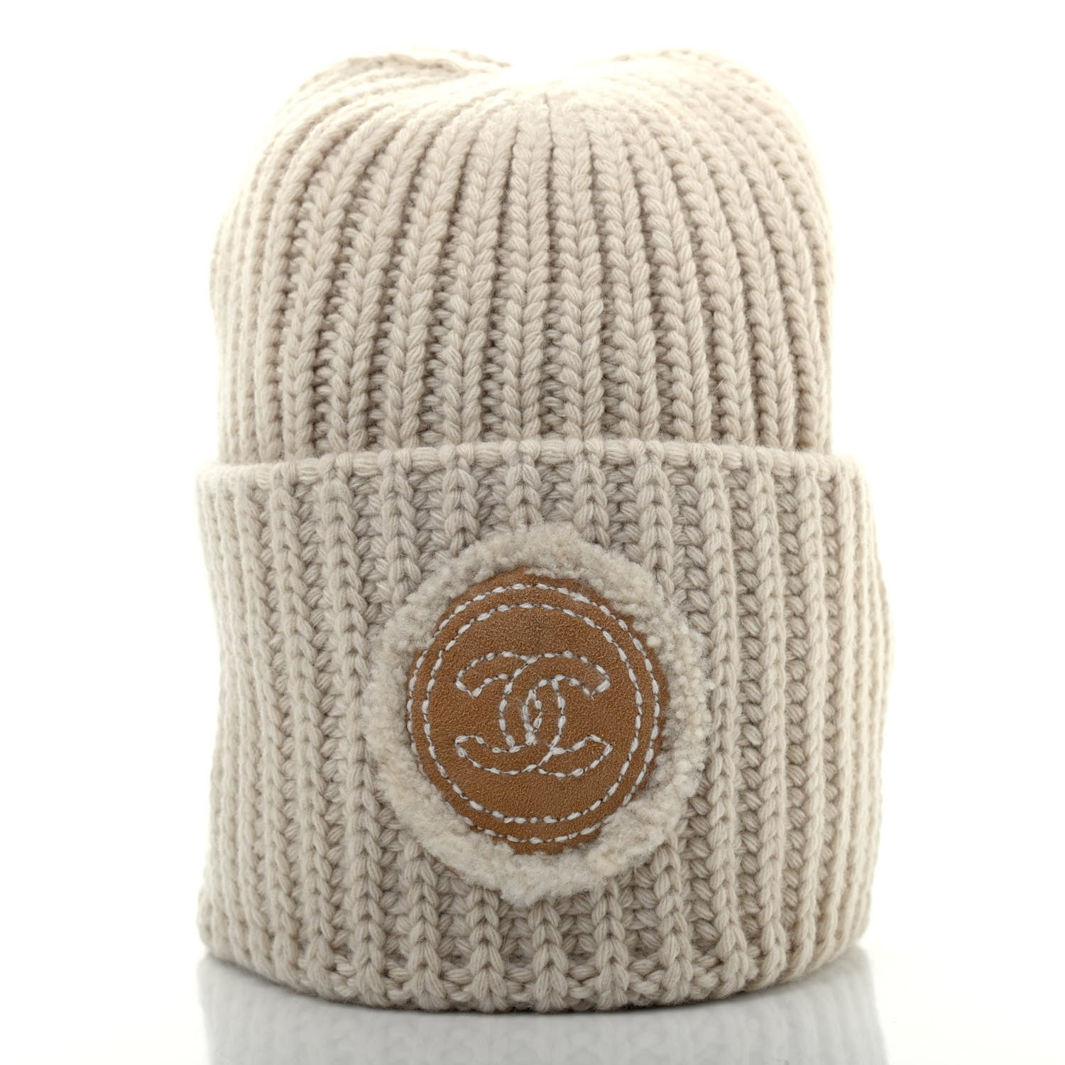 Chanel Wool Cashmere CC Beanie Hat White 1 of 4