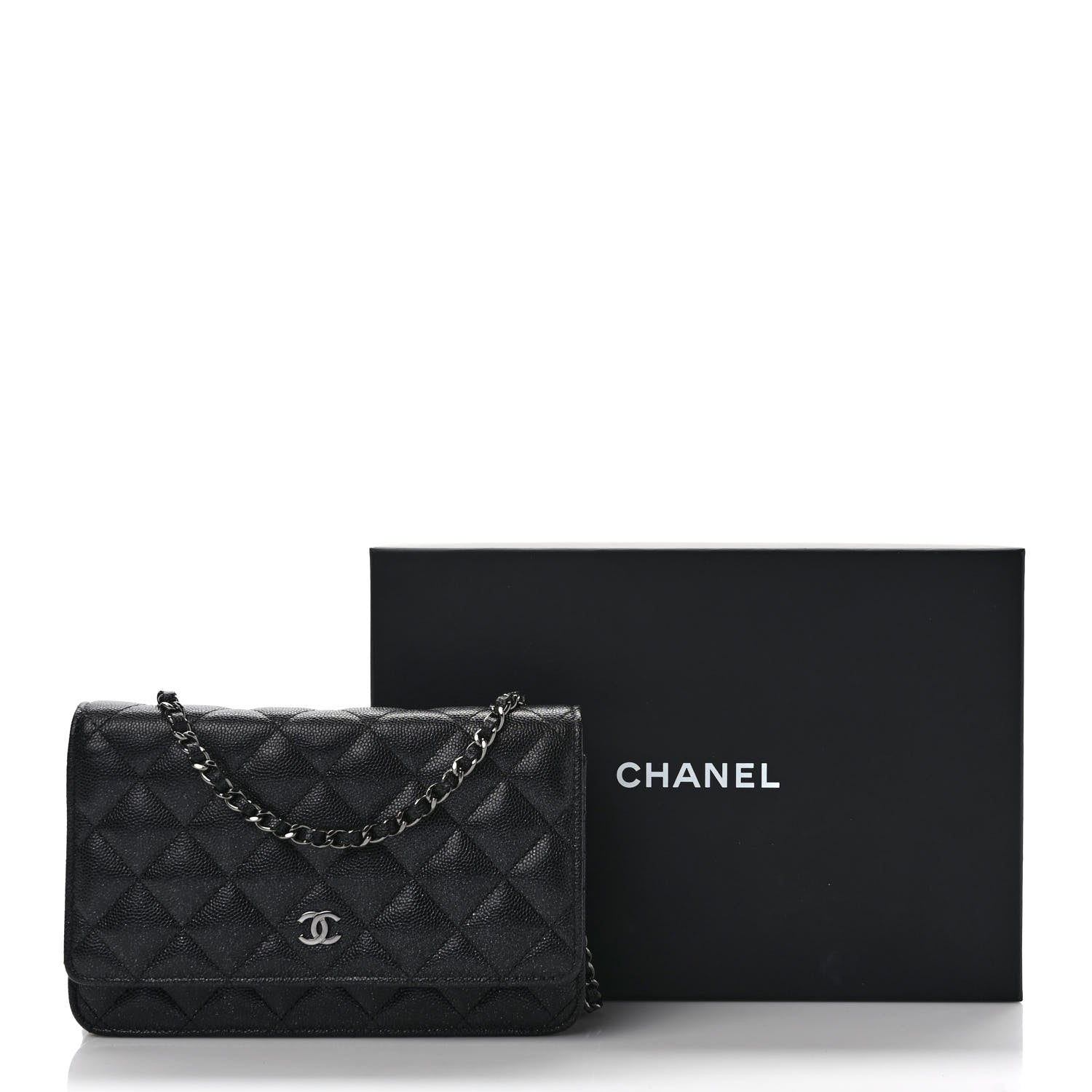 Chanel Iridescent Caviar Quilted Wallet on Chain WOC Black 10 of 10