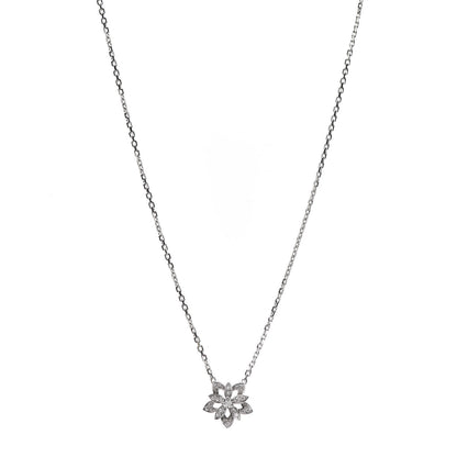 Van Cleef & Arpels 18K White Gold Diamond Mini Lotus Pendant Necklace 1 of 8