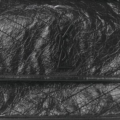 Saint Laurent Crinkled Calfskin Matelasse Monogram Large Niki Chain Satchel Deep Marine 8 of 11