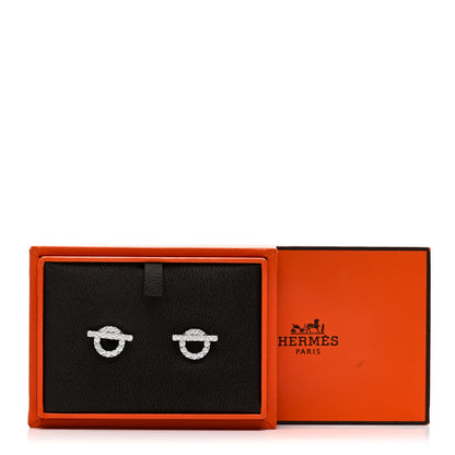 Hermes 18K White Gold Diamond Finesse Earrings 5 of 5