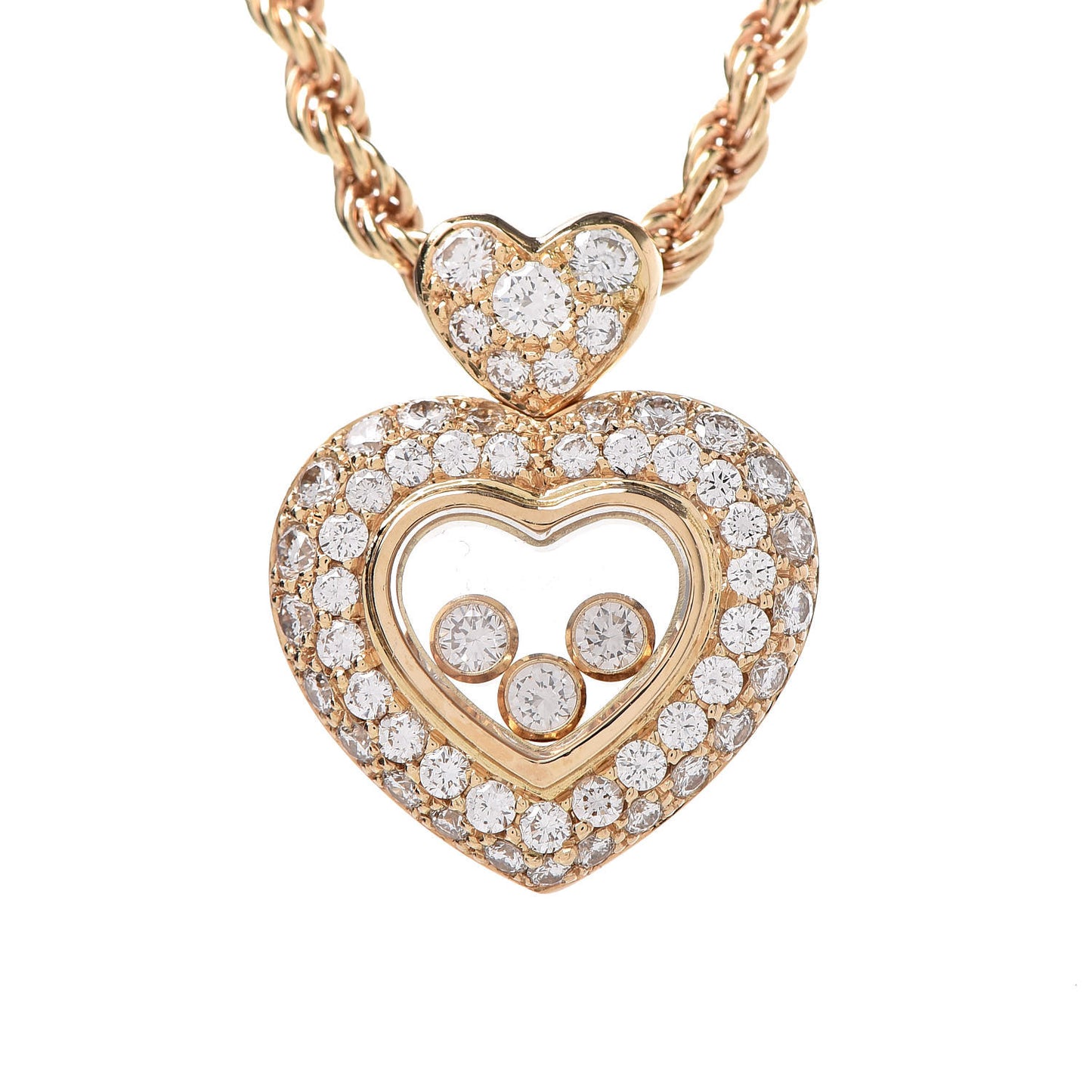 18K Yellow Gold Happy Diamonds Icons Heart Pendant Necklace