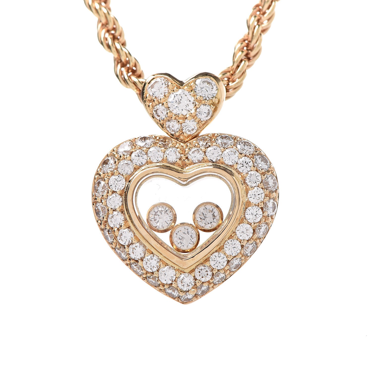 Chopard 18K Yellow Gold Happy Diamonds Icons Heart Pendant Necklace 4 of 8