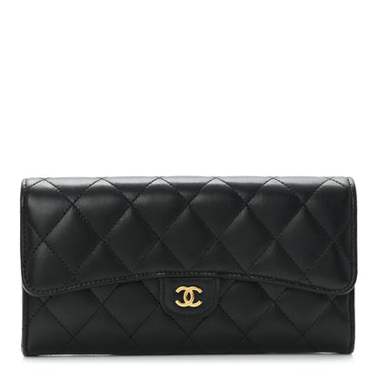 Chanel Lambskin Quilted Large Gusset Flap Wallet Black 1 of 11