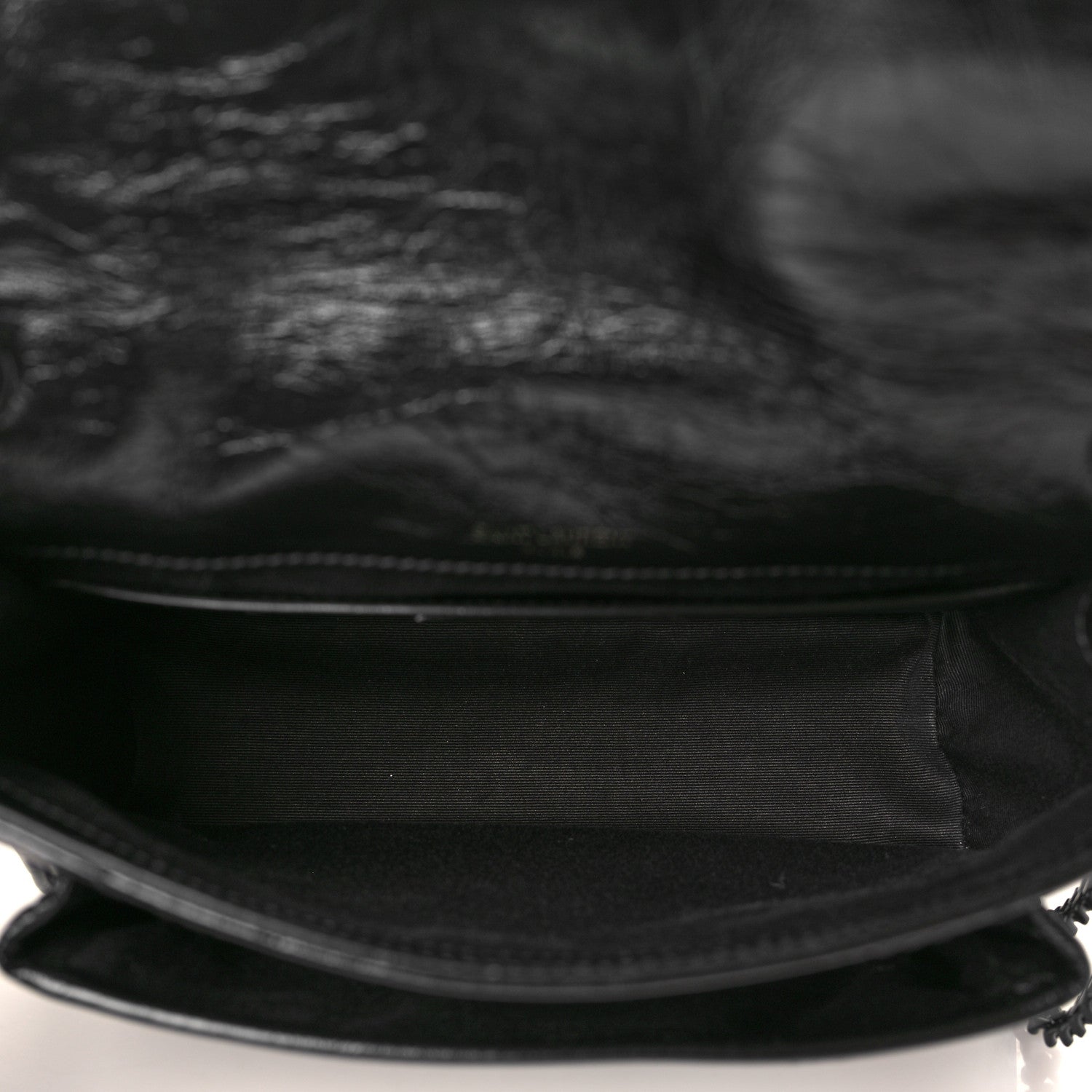 Saint Laurent Crinkled Calfskin Matelasse Monogram Baby Niki Chain Satchel Black 5 of 9