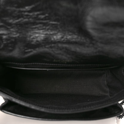 Saint Laurent Crinkled Calfskin Matelasse Monogram Baby Niki Chain Satchel Black 5 of 9