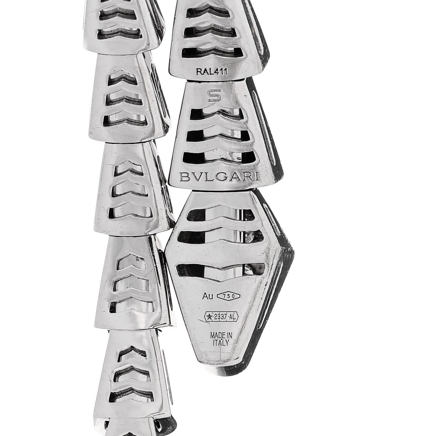 18K White Gold Diamond Serpenti Viper Pave Bracelet S