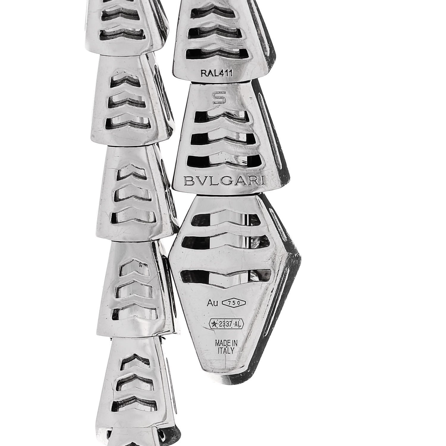 Bulgari 18K White Gold Diamond Serpenti Viper Pave Bracelet S 3 of 4