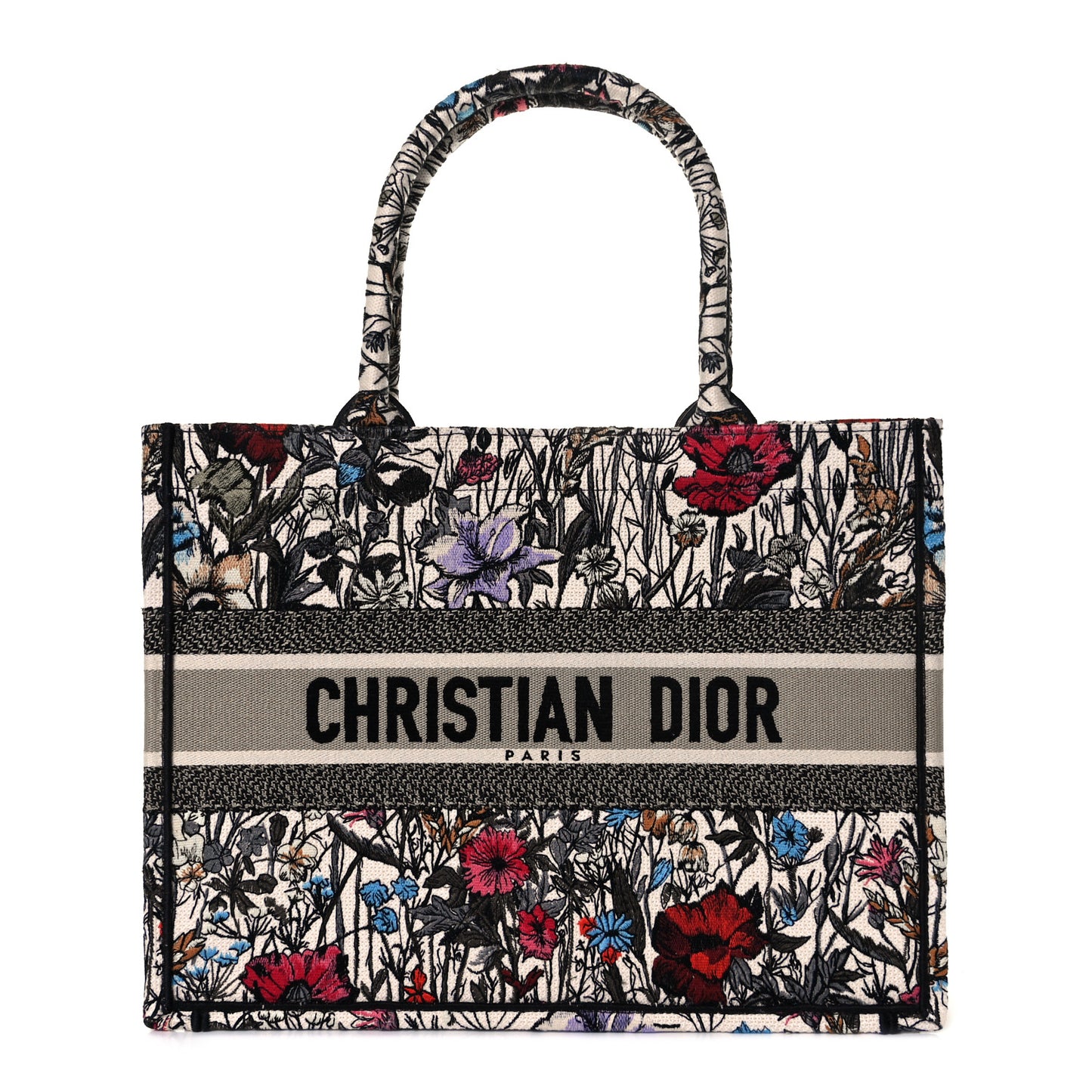 Canvas Embroidered Medium Mille Fleurs Book Tote Multicolor