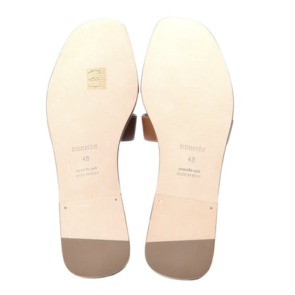 Hermes Box Calfskin Oran Sandals 40 Gold 9 of 11