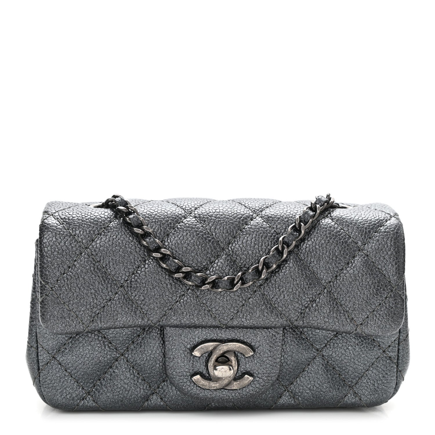 Chanel Metallic Caviar Quilted Extra Mini Flap Charcoal 1 of 11