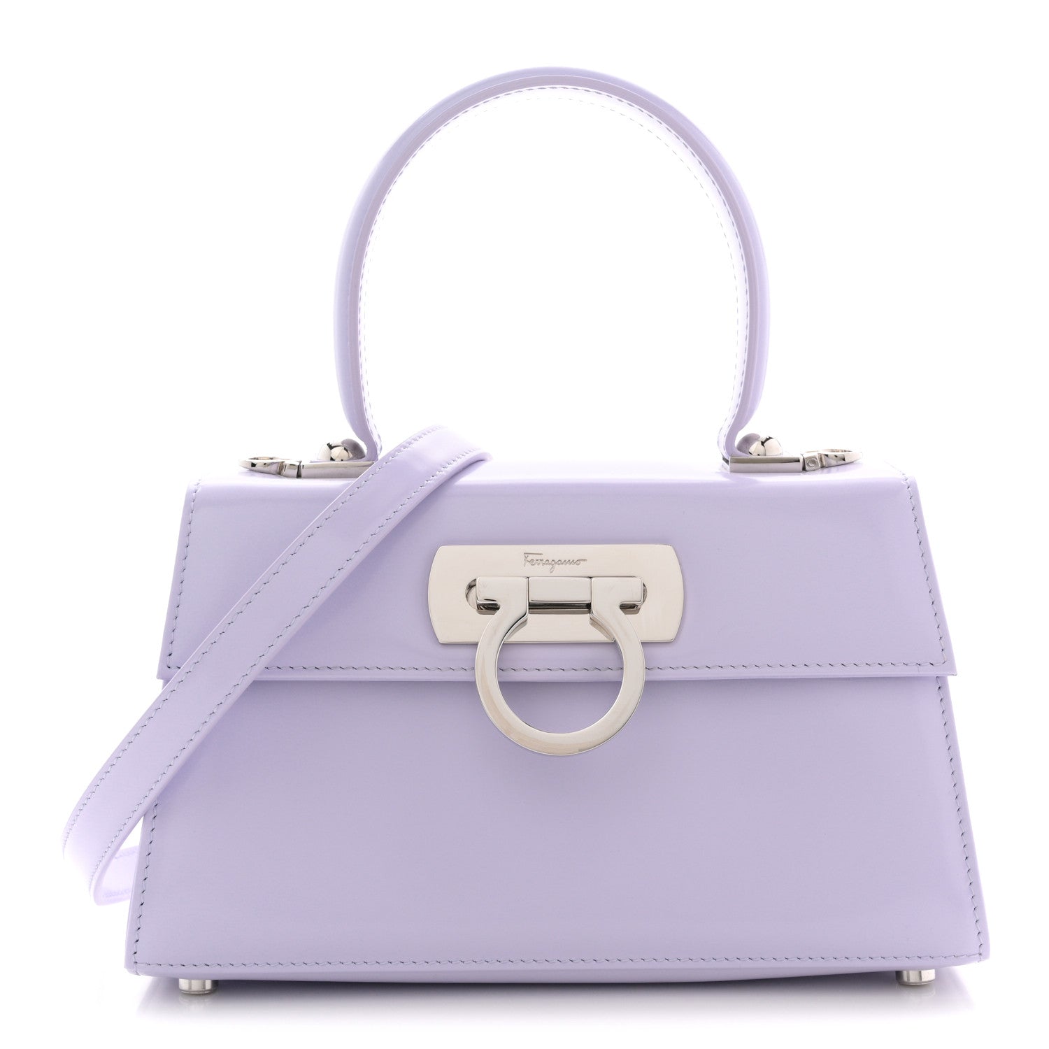 Salvatore Ferragamo Brushed Off Calfskin Mini Iconic Top Handle Bag New Lavender 1 of 10