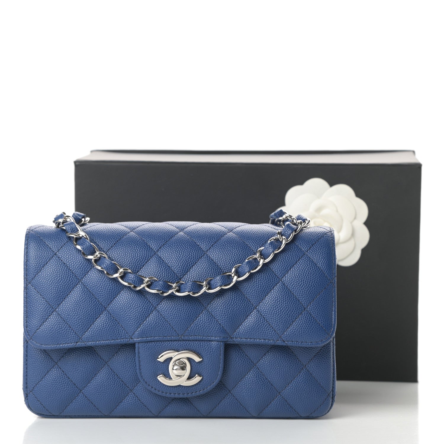 Chanel Caviar Quilted Mini Rectangular Flap Blue 13 of 13