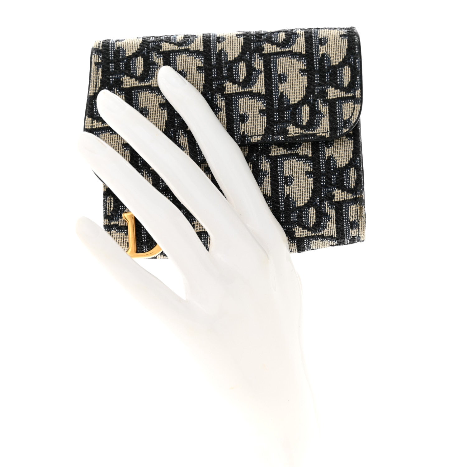 Christian Dior Oblique Saddle Lotus Wallet Blue 2 of 9