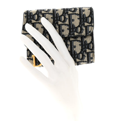 Christian Dior Oblique Saddle Lotus Wallet Blue 2 of 9