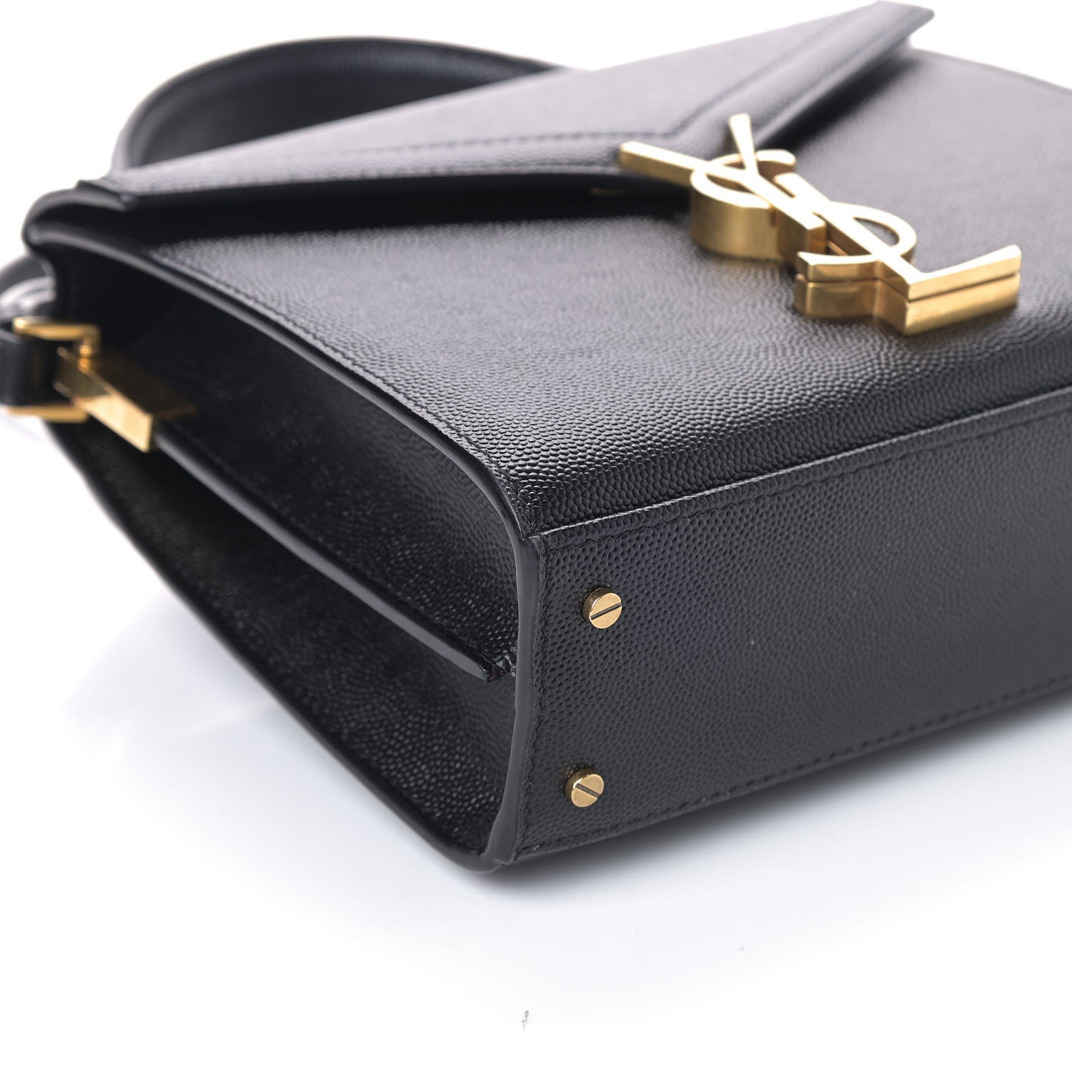 Saint Laurent Grain de Poudre Mini Classic Monogram Cassandra Top Handle Black Rouge Legion 7 of 8