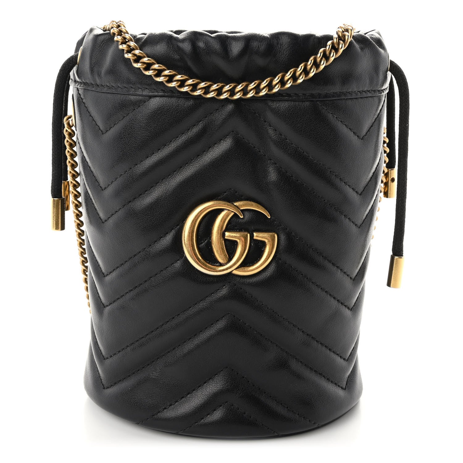 Gucci Calfskin Matelasse Mini GG Marmont 2.0 Bucket Bag Black 1 of 10