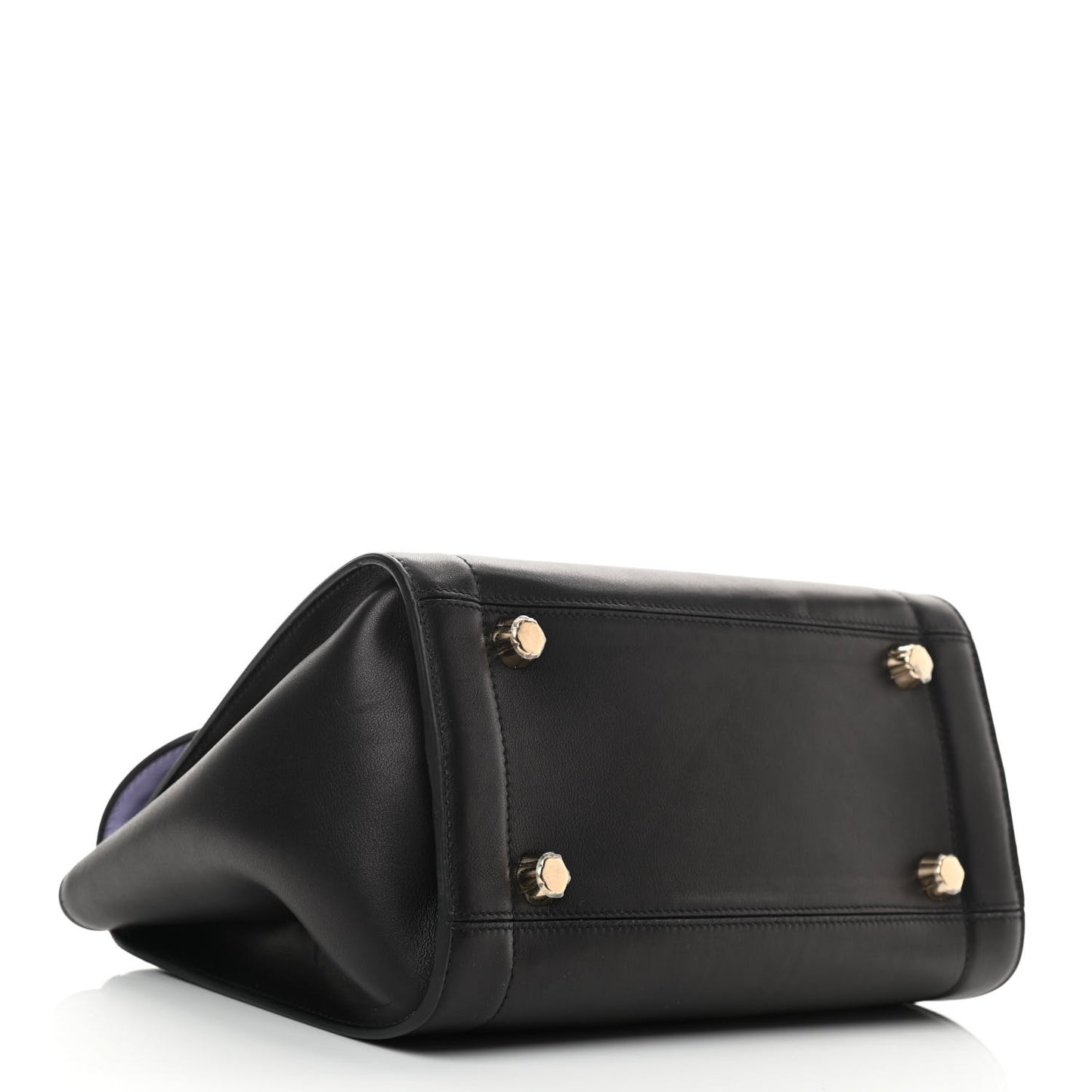 Calfskin Sofia Rainbow Top Handle Bag Black