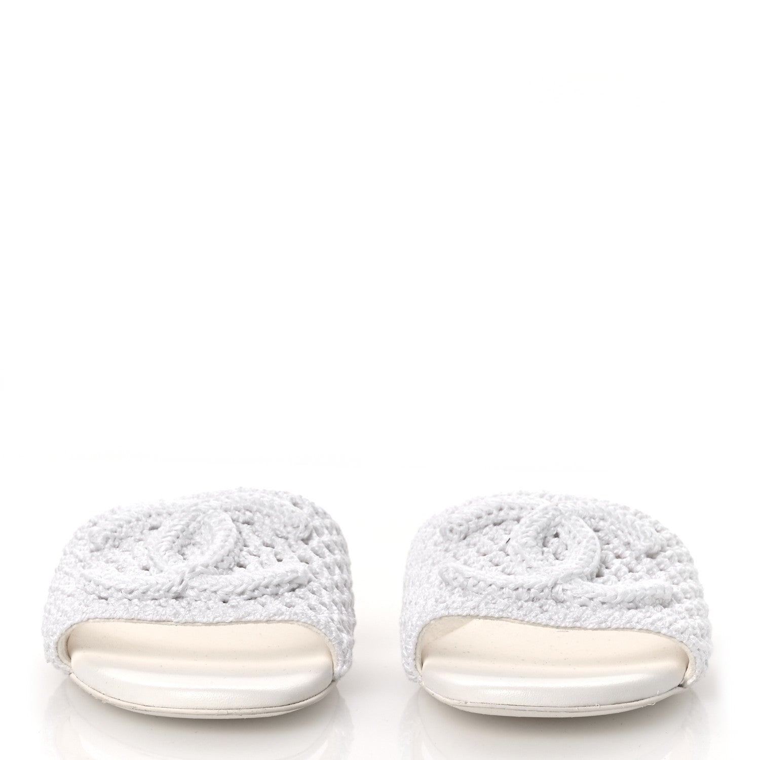 Chanel Crochet CC Mules Sandals 38 White 3 of 10
