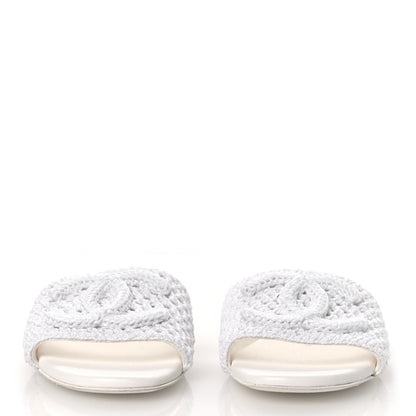 Chanel Crochet CC Mules Sandals 38 White 3 of 10