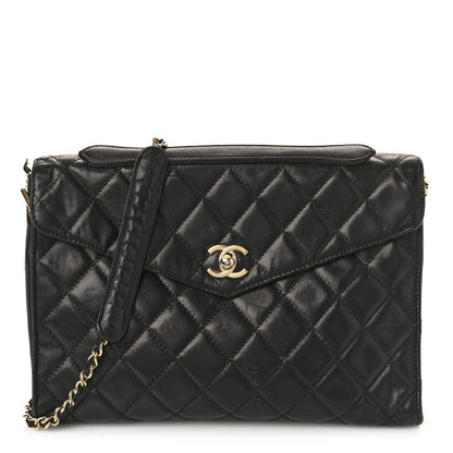 Chanel Lambskin Diamond Stitch Envelope Single Flap Black 1 of 12