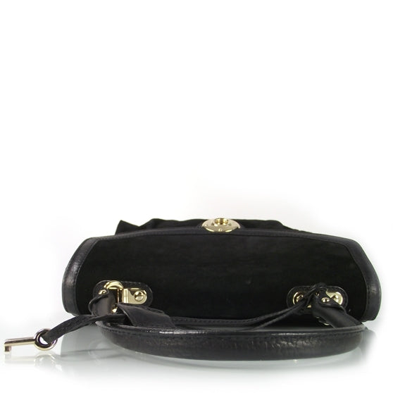 Soft Calf Suede Top Handle Satchel Black