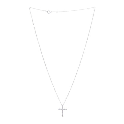 Tiffany Platinum Diamond Small Cross Pendant Necklace 3 of 8