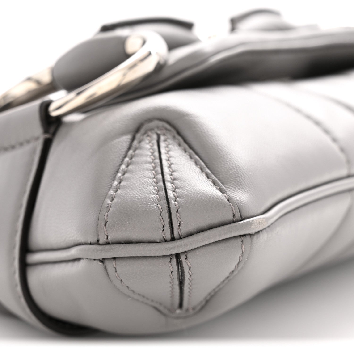 Gucci Nappa Vertical Matelasse Small Maxi Horsebit Chain Shoulder Bag Gray 9 of 10