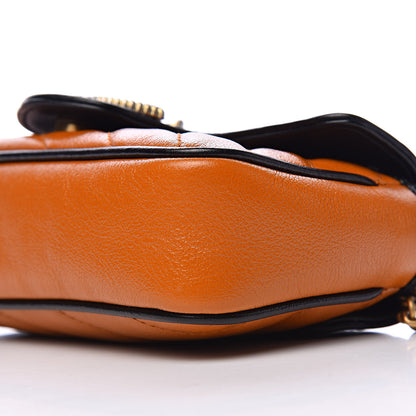 Gucci Vintage Effect Calfskin Matelasse Diagonal Super Mini Torchon GG Marmont Shoulder Bag Cognac 9 of 10
