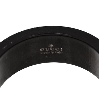Gucci Black Synthetic Corundum 18K Yellow Gold Interlocking G Band Ring 56 7.75 5 of 8