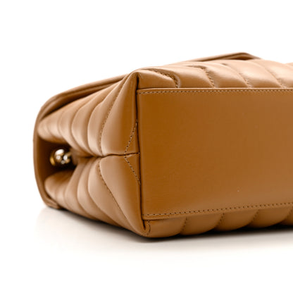 Saint Laurent Calfskin Y Quilted Monogram Small Loulou Chain Satchel Dark Natural 8 of 9
