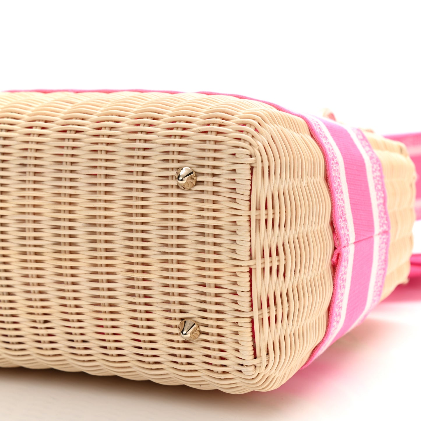 Wicker Oblique Medium Lady Dior Bag Fluorescent Pink