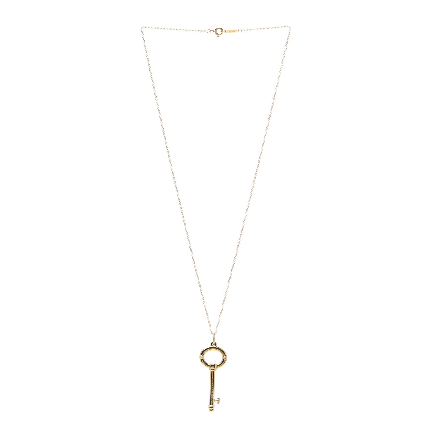Tiffany 18K Yellow Gold Small Oval Key Pendant Necklace 3 of 5